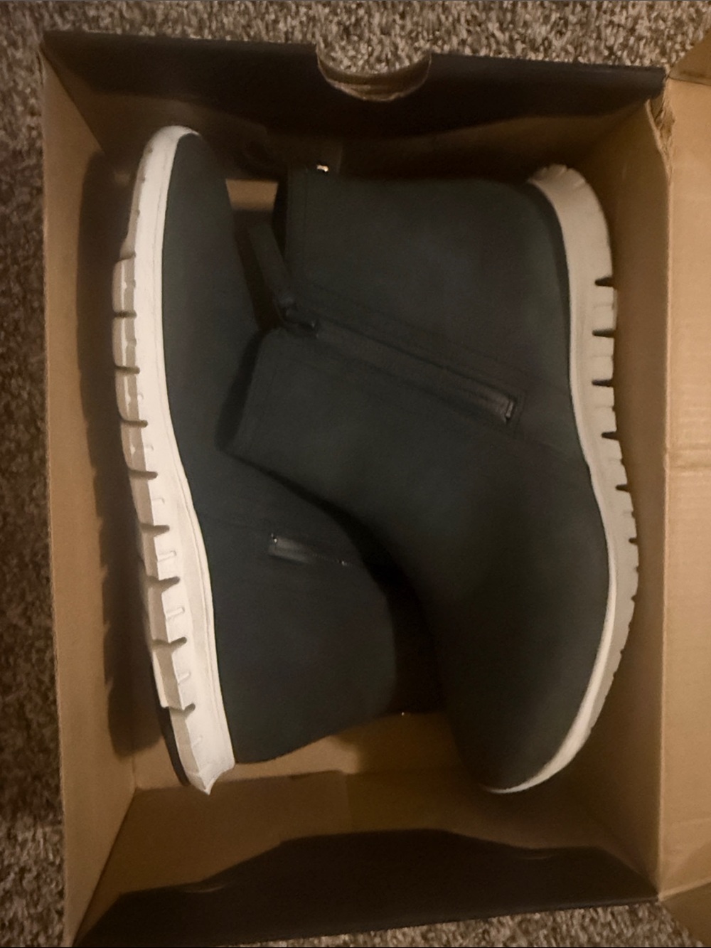 Cole Haan Black Zip-Up Casual Boots with White Sole